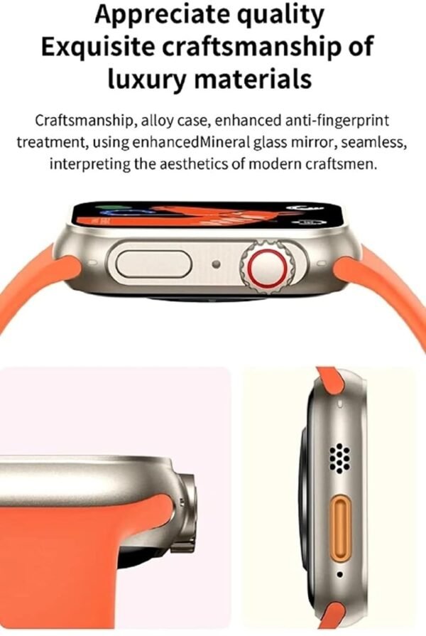 S8 Ultra Smartwatch with Orange Band, Digital Display, Fitness Tracker - Image 2